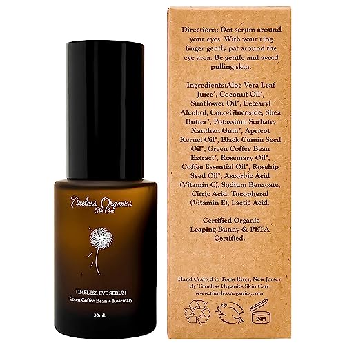 Timeless Organics Eye Serum - Reduces Puffiness, Dark Circles, Aging, Natural Ingredients - 0.5oz