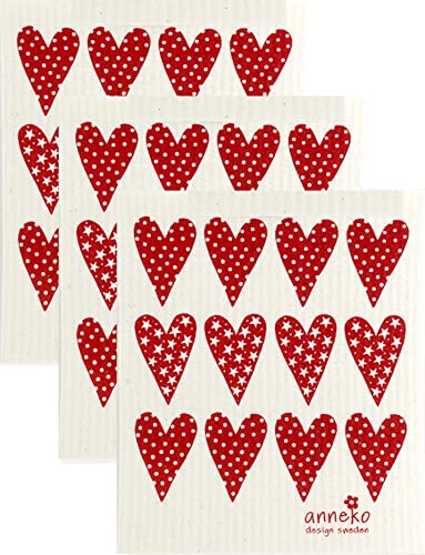 Trendy Tripper Swedish Dish Cloths - Reusable, Compostable, Super Absorbent - 3-Pack Hearts