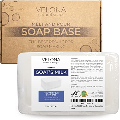 Velona Goat's Milk Soap Set - Moisturizing, Non-GMO, Cruelty-Free, 5 LB Melt & Pour