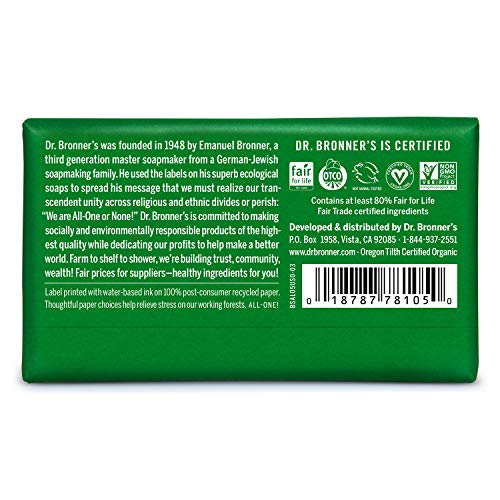 Dr. Bronner's Body Soap - Gentle Moisturizing Lather, Organic Oils, Vegan - Almond, 5oz, 6-Pack