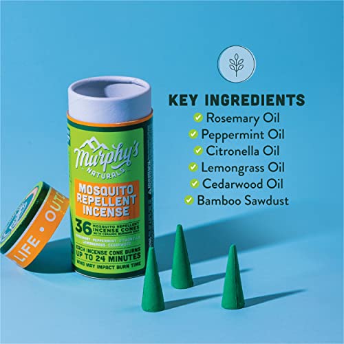 Murphy’s Naturals Bug Repellent Cones - Plant-Based Mosquito Protection, 24+ Minutes - 36 Count