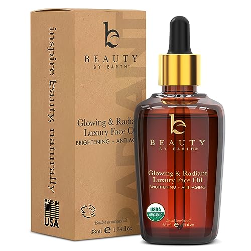 Beauty by Earth Organic Face Oil - Deep Hydration & Antioxidant Rich, Brightening - 1oz