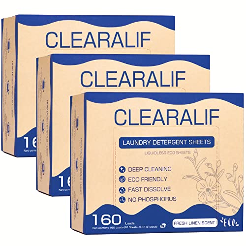 CLEARALIF Laundry Detergent Sheets - Powerful Stain Removal, Hypoallergenic, Fresh Linen - 480 Loads