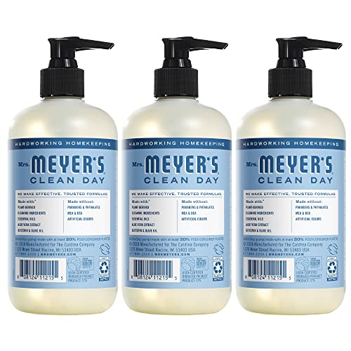 Mrs. Meyer's Hand Soap - Rain Water Scent, Essential Oils, Biodegradable - 12.5 fl. oz, Pack of 3