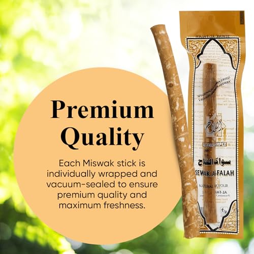 Sewak Al-Falah Miswak Toothbrush - Natural Cleaning, Soft Bristles, 10 Pack for Families