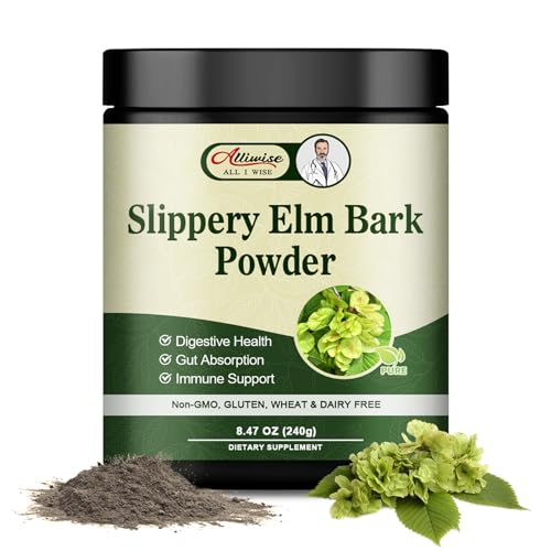 Alliwise Slippery Elm Bark Powder - Supports Digestion, Soothes Throat, Non-GMO, 240g