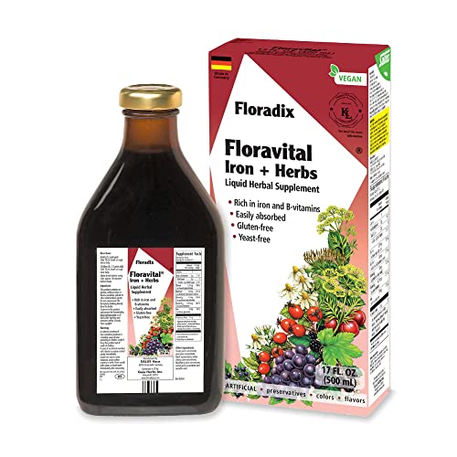 Floradix Floravital Iron & Herbs - Energy Support with Vitamin C & B Complex - 17oz