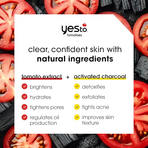 Yes To Tomatoes Charcoal Bar Soap - Deep Cleansing, Hydrating for All Skin Types - 7oz (Pack of 3)