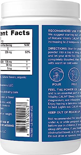 Natural Vitality Calm Sleep Supplement - Relaxing Magnesium & Melatonin Drink Mix, 16oz