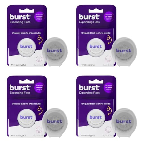 BURST Dental Floss - Expanding, Stain-Absorbing, Vegan - Mint Eucalyptus, 160ft