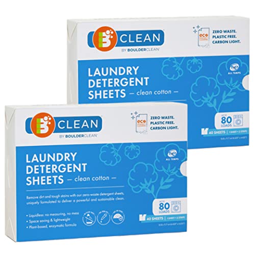 Boulder Clean Laundry Detergent Sheets - Plant-Based, Zero Waste, 80 Loads - 40 Sheets