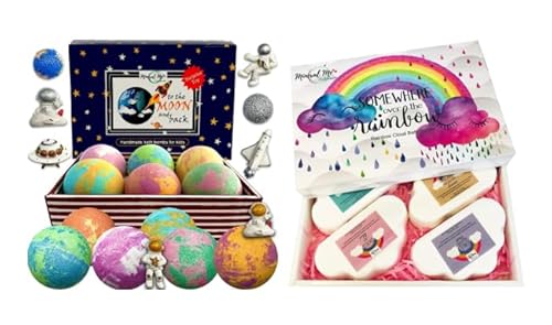 Galaxy Bath Bombs for Kids - Organic & Natural, Moisturizing Shea Butter, 6 Colorful Fizzies