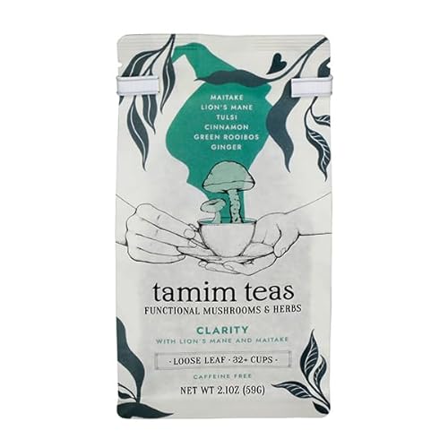 TAMIM TEAS Medicinal Mushroom Tea - Boost Memory & Focus, Caffeine-Free, 2.1oz