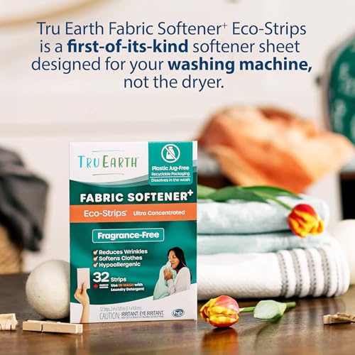 Tru Earth Fabric Softener Strips - Ultra-Concentrated, Paraben-Free, Unscented - 32 Count