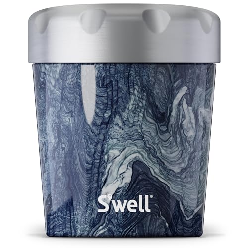 S'well Stainless Steel Ice Cream Chiller - Keeps Ice Cream Frozen 4 Hours, 16oz, Azurite Marble