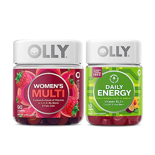 OLLY Women’s Multivitamin - Daily Energy Support, 18 Essential Nutrients - 90 & 60 Count