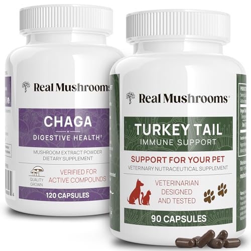 Real Mushrooms Chaga & Turkey Tail Bundle - Immune Support, Vegan, Non-GMO - 120ct & 90ct