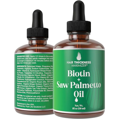 Hair Thickness Maximizer Biotin & Saw Palmetto Oil - Strengthens & Nourishes Hair - 1oz