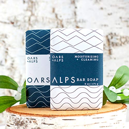 Oars + Alps Men's Bar Soap Set - Exfoliating & Hydrating, Dermatologist Tested - 2x6oz