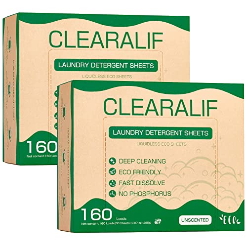 CLEARALIF Laundry Detergent Sheets - Powerful, Hypoallergenic Clean for Sensitive Skin - 160 Sheets