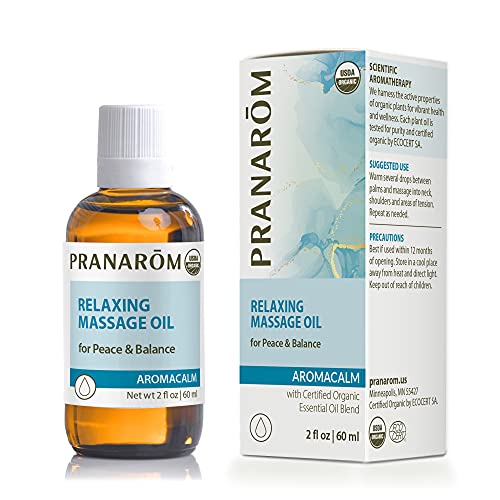 Pranarom Massage Oil - Stress Relief & Mood Elevation, USDA Certified Organic - 60ml