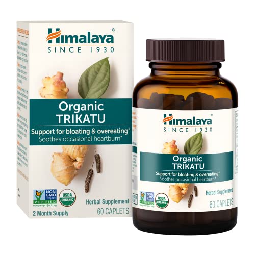 Himalaya Organic Trikatu Herbal Supplement - Digestive Support, Heartburn Relief, Vegan - 60 Caplets