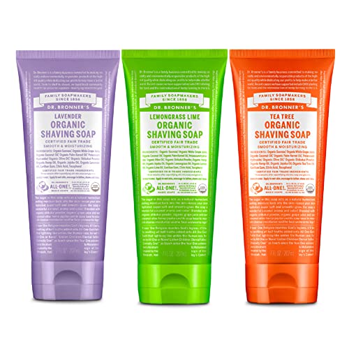 Dr. Bronner's Organic Shaving Soap Variety Pack - Moisturizing, Fair Trade Ingredients - 7oz, 3-Pack