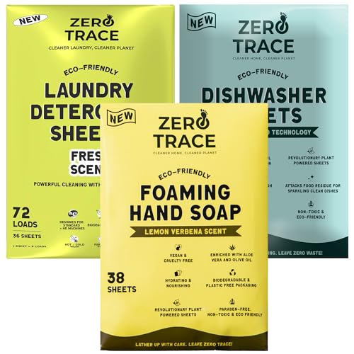 Zero Trace Laundry Detergent Sheets - Stain & Odor Eliminator, Biodegradable - Fresh Scent