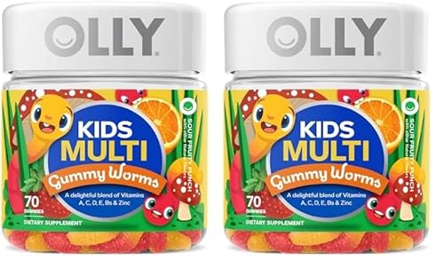 OLLY Kids Multivitamin Gummy Worms - Immune & Overall Health Support, Sour Fruit Punch - 70 Count