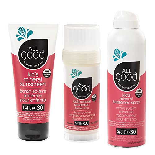 All Good Kids Sunscreen Set - Broad Spectrum UVA/UVB, Reef Friendly, Water Resistant - SPF 30/50