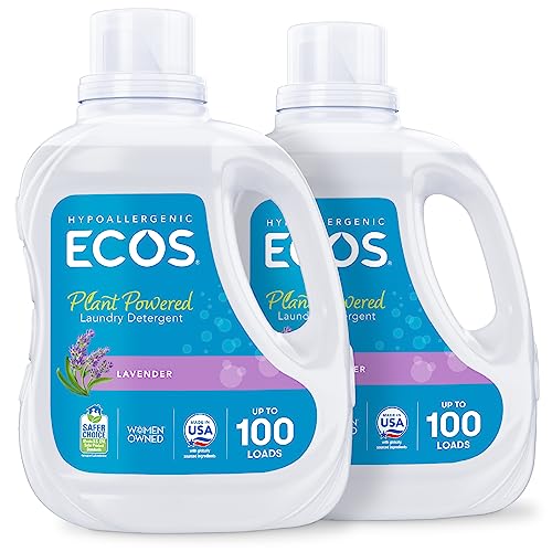 ECOS Laundry Detergent - Hypoallergenic, Plant-Powered, Safer Choice Certified - Lavender, 100 Fl Oz