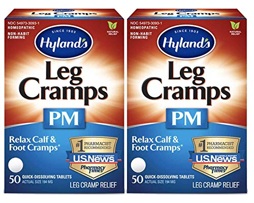 Hyland's Leg Cramps PM Tablets - Nighttime Relief, Non-Habit Forming - 50 Count, Pack of 2