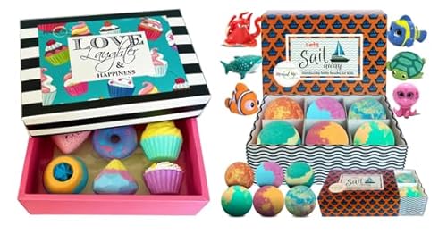 Joyful Bath Bombs - Aromatherapy with Organic Ingredients, Moisturizing & Fun Surprise Toys - 6 Pack