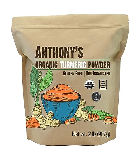 Anthony's Organic Turmeric Powder - USDA Certified, Gluten Free, Non-GMO - 2 lb Curcumin Powder