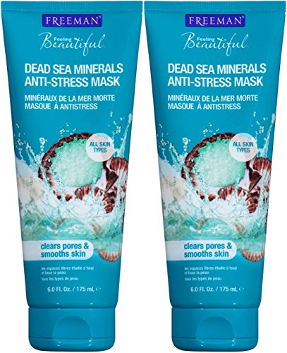 FREEMAN Clay Facial Mask - Balances & Clears Skin with Dead Sea Minerals - 6oz, 2 Pack