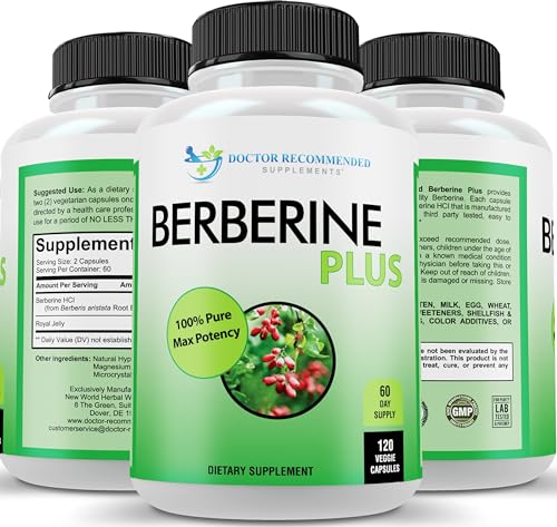 Doctor Recommended Berberine Plus 1200mg - Supports Healthy Systems, 120 Veggie Capsules