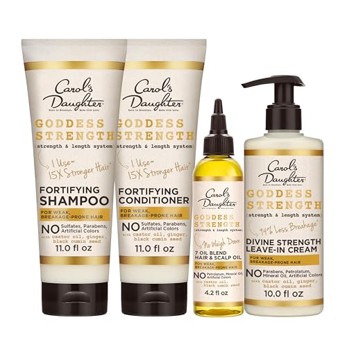 Carol's Daughter Goddess Strong Bundle - Fortifies Weak Hair, 15x Stronger, 4 Items