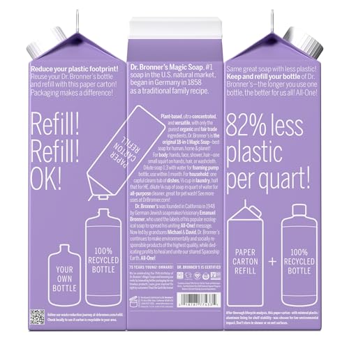 Dr. Bronner's Body Soap - Organic & Fair Trade, Versatile Use, Lavender Scent - 32oz (Pack of 2)