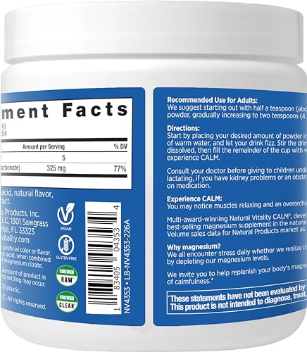 Natural Vitality Calm Magnesium Supplement - Supports Stress Relief, Cherry Flavor - 8 oz