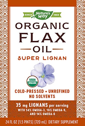 Nature's Way Organic Flax Seed Oil - Omega-3 Rich, Cold-Pressed, Gluten-Free - 24 Fl Oz