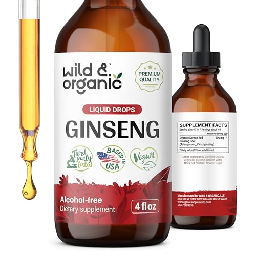 Wild & Organic Korean Panax Ginseng Liquid Extract - Immune Support, Alcohol Free - 4 fl oz