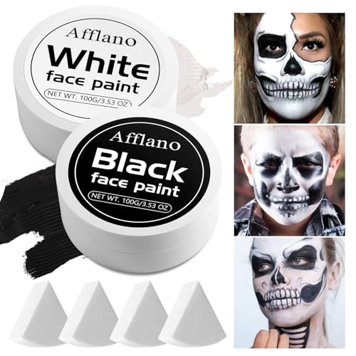 Professional Black and White Body Paint Kit - Non-Toxic, Long-Lasting, 6pcs for Events