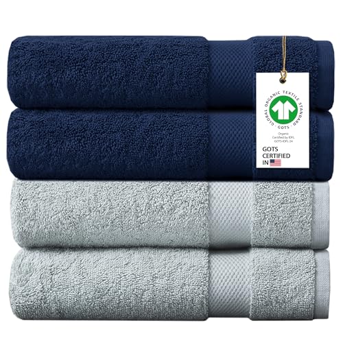 Delara Organic Cotton Bath Towel Set - Ultra-Absorbent, Soft, GOTS & OEKO-TEX Certified - 30x58