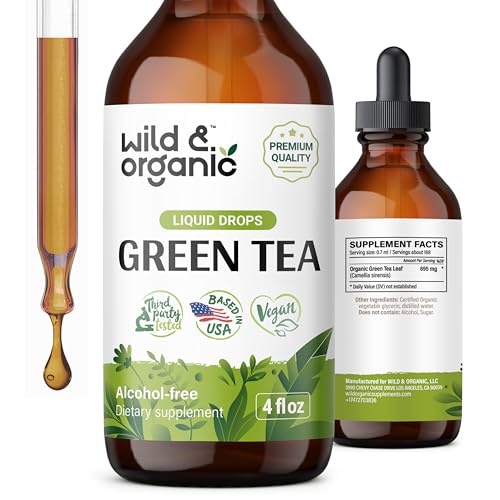 Wild & Organic Green Tea Extract Drops - Antioxidant-Rich, Vegan, Alcohol-Free - 4 fl oz