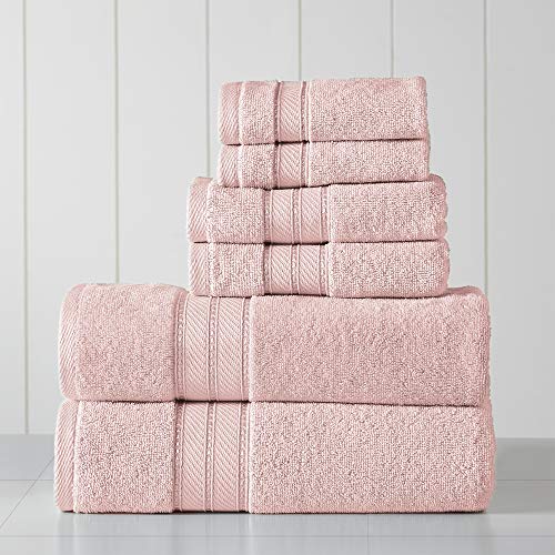 Modern Threads Towel Set - Ultra Soft, Super Absorbent 100% Combed Cotton - 6-Piece Blush