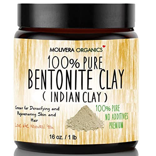 Molivera Organics Bentonite Clay Face Mask - Deep Cleansing, Natural Detox - 1 lb