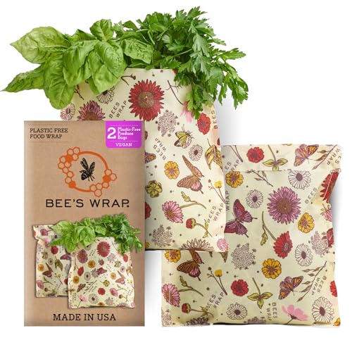 Bee's Wrap Back to School Bundle - Reusable Vegan Sandwich & Produce Bags, Organic Cotton