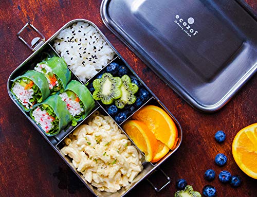 ecozoi Stainless Steel Lunch Box - Leak-Proof, 5 Compartment Design, 50 Oz with Sauce Container