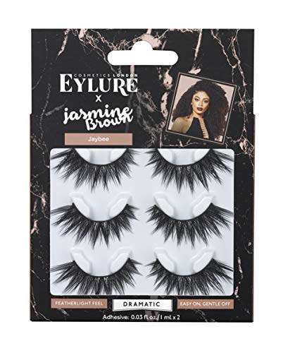 Eylure Jasmine Brown Jaybee Lashes - Reusable, Easy Application, Latex Adhesive Included - 3 Pairs