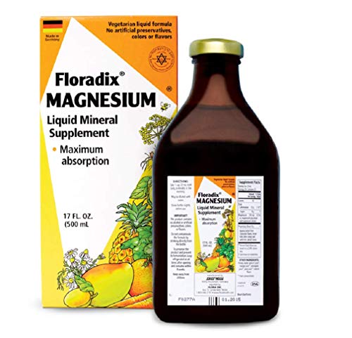 Floradix Magnesium Liquid Supplement - Supports Muscle & Bone Health, Non-GMO, 17oz